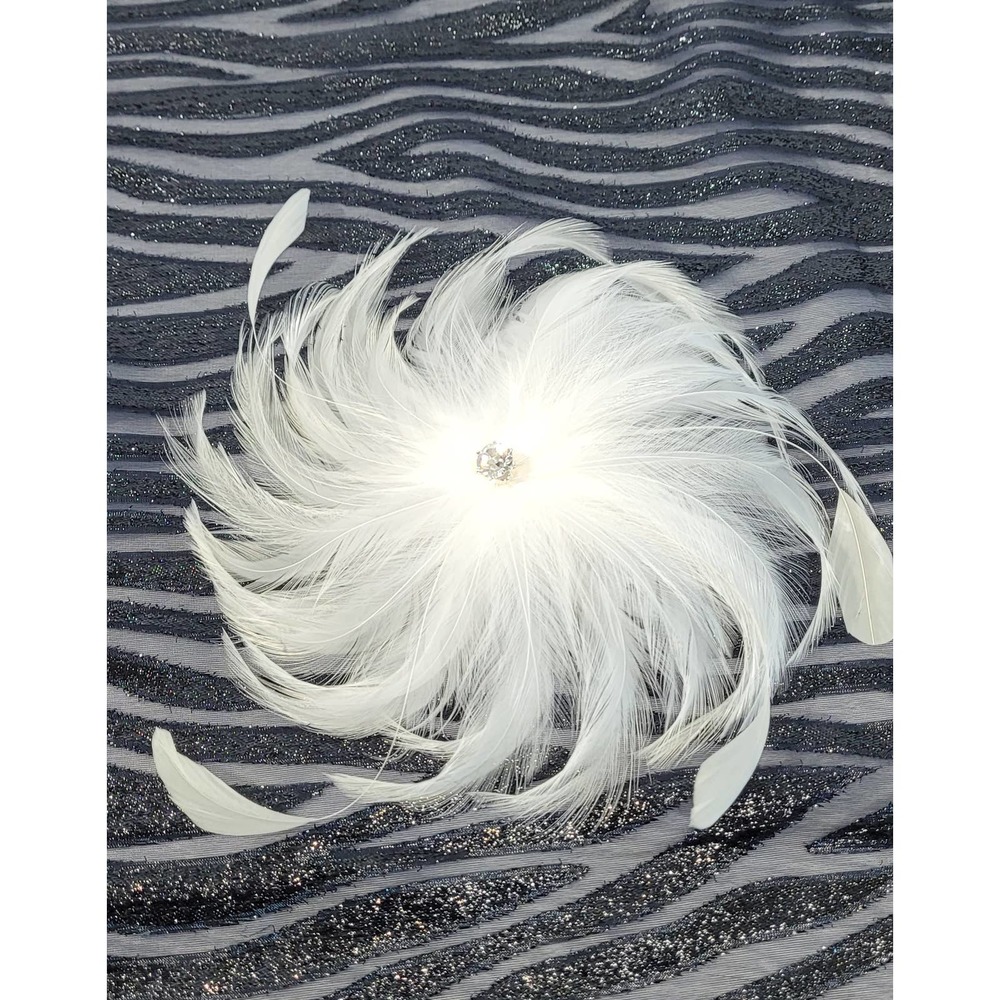 David's Bridal Feather flower hair clip with Swarovski crystal bead wedding